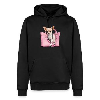 Pink Chihuahua | Rosa Handtasche Welpe Girlie - Männer Premium Bio Hoodie - Schwarz - Vorne - Nico (187cm)