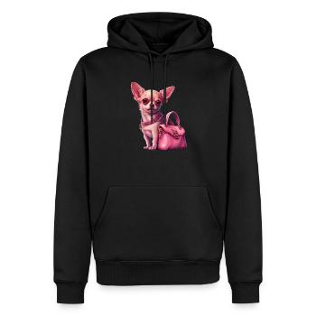 Pink Chihuahua | Rosa Handtasche Welpe Girlie - Männer Premium Bio Hoodie - Schwarz - Vorne - Nico (187cm)