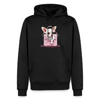 Pink Chihuahua | Rosa Handtasche Welpe Girlie - Männer Premium Bio Hoodie - Schwarz - Vorne - Nico (187cm)