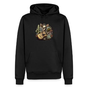 Chihuahua | Aloha Ukulélé Hawaï Guitare Chien - Sweat à capuche Premium bio Homme - noir - Devant - Nico (187cm)