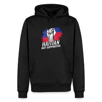 Pas haïtien mais soutient Haïti Pays drapeau - Sweat à capuche Premium bio Homme - noir - Devant - Nico (187cm)