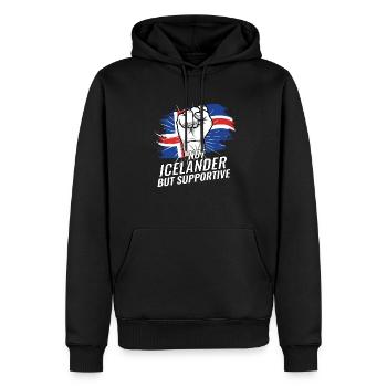 Pas islandais mais favorable au drapeau islandais - Sweat à capuche Premium bio Homme - noir - Devant - Nico (187cm)
