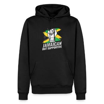 Pas jamaïcain mais favorable Jamaïque pays drapeau - Sweat à capuche Premium bio Homme - noir - Devant - Nico (187cm)