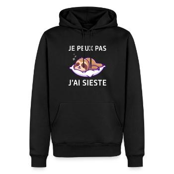 Je peux pas j'ai sieste - Sweat à capuche Premium bio Homme - noir - Devant - Nico (187cm)