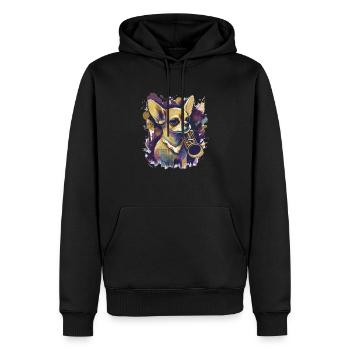 Chihuahua | Saxophon Musik Band Lustiger Hund - Männer Premium Bio Hoodie - Schwarz - Vorne - Nico (187cm)
