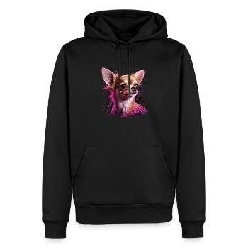 Chihuahua | Pink Jolie Rose Maman Femme ignon - Sweat à capuche Premium bio Homme - noir - Devant - Nico (187cm)