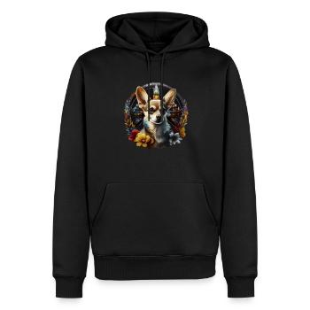 Chihuahua | Ukraine Peace & Love Flag Help Dog - Men’s Premium Organic Hoodie - black - Front - Nico (187cm)