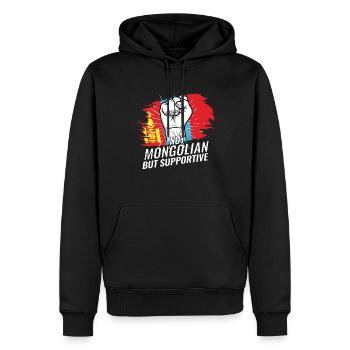 Pas mongol mais soutien au drapeau mongol - Sweat à capuche Premium bio Homme - noir - Devant - Nico (187cm)