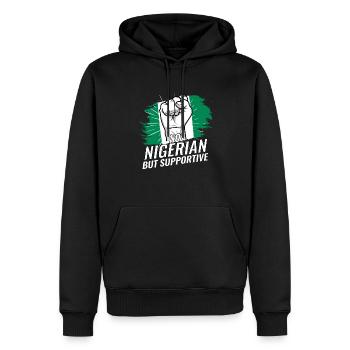 Pas nigérian mais favorable Nigeria Flag Country - Sweat à capuche Premium bio Homme - noir - Devant - Nico (187cm)