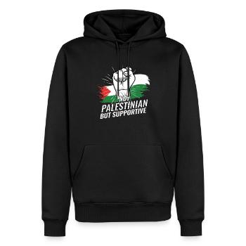 Pas palestinien mais un drapeau palestinien de soutien - Sweat à capuche Premium bio Homme - noir - Devant - Nico (187cm)