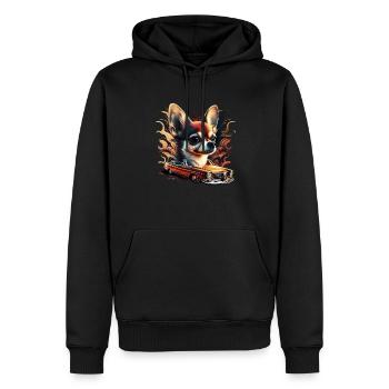 Chihuahua | Race Racing Car Funny Dog Mechanic - Men’s Premium Organic Hoodie - black - Front - Nico (187cm)