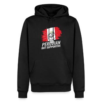 Pas péruvien mais favorable au Pérou - Sweat à capuche Premium bio Homme - noir - Devant - Nico (187cm)