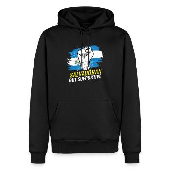 Pas salvadorien mais favorable au drapeau du Salvador - Sweat à capuche Premium bio Homme - noir - Devant - Nico (187cm)