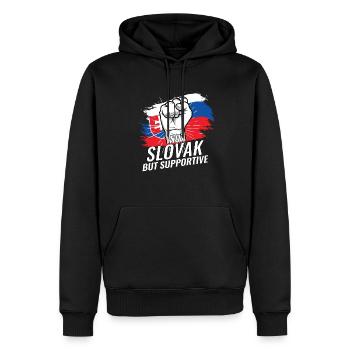 Pas slovaque mais favorable Slovaquie Pays du drapeau - Sweat à capuche Premium bio Homme - noir - Devant - Nico (187cm)