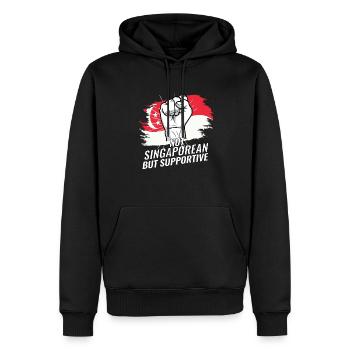 Pas Singapourien mais favorable au drapeau de Singapour - Sweat à capuche Premium bio Homme - noir - Devant - Nico (187cm)