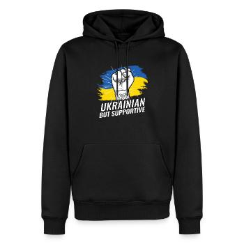 Pas ukrainien mais favorable à l’Ukraine Pays drapeau - Sweat à capuche Premium bio Homme - noir - Devant - Nico (187cm)
