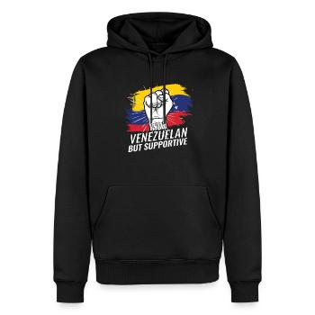 Pas vénézuélien mais favorable au drapeau vénézuélien - Sweat à capuche Premium bio Homme - noir - Devant - Nico (187cm)