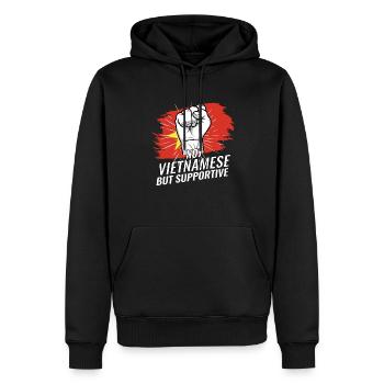 Pas vietnamien mais soutenant le drapeau du Vietnam - Sweat à capuche Premium bio Homme - noir - Devant - Nico (187cm)