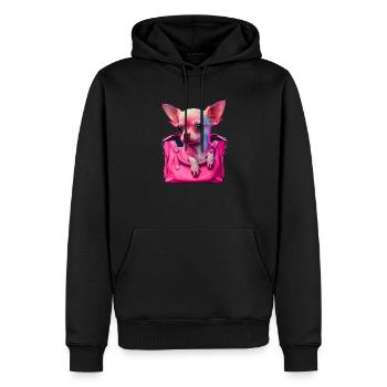 Pink Chihuahua | Rosa Handtasche Welpe Girlie - Männer Premium Bio Hoodie - Schwarz - Vorne - Nico (187cm)