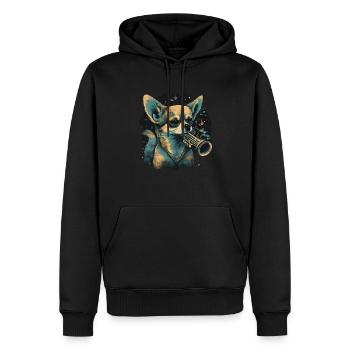 Chihuahua | Saxophon Musik Band Lustiger Hund - Männer Premium Bio Hoodie - Schwarz - Vorne - Nico (187cm)