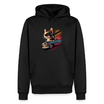 Chihuahua | Race Racing Car Funny Dog Mechanic - Men’s Premium Organic Hoodie - black - Front - Nico (187cm)