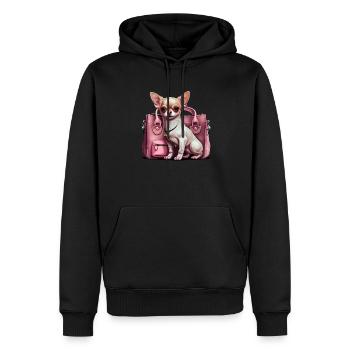 Pink Chihuahua | Rosa Handtasche Welpe Girlie - Männer Premium Bio Hoodie - Schwarz - Vorne - Nico (187cm)