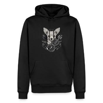Chihuahua | Aloha Ukulélé Hawaï Guitare Chien - Sweat à capuche Premium bio Homme - noir - Devant - Nico (187cm)