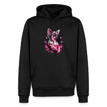 Pink Chihuahua | Fitness Girl Gym Sport Dumbbell - Men’s Premium Organic Hoodie - black - Front - Nico (187cm)