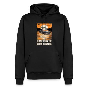 Blame It On The Drink Package Funny Motorboating - Men’s Premium Organic Hoodie - black - Front - Nico (187cm)