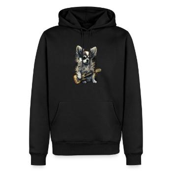 Chihuahua | Ukulele Guitar Hawaii Aloha Violine - Men’s Premium Organic Hoodie - black - Front - Nico (187cm)