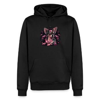 Pink Chihuahua | Fitness Rosa Fitnessstudio Sport - Männer Premium Bio Hoodie - Schwarz - Vorne - Nico (187cm)