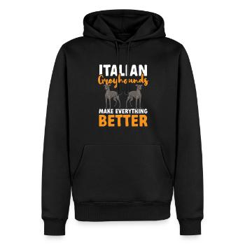 Italienischer Windspiel Windhund Hunde - Männer Premium Bio Hoodie - Schwarz - Vorne - Nico (187cm)