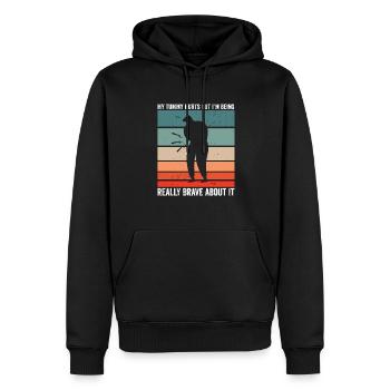 Drôle de survivant de maux de ventre Mon ventre fait mal coeliaque - Sweat à capuche Premium bio Homme - noir - Devant - Nico (187cm)