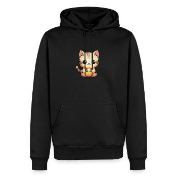 Niedliche Katze mit einer Kerze - Männer Premium Bio Hoodie - Schwarz - Vorne - Nico (187cm)