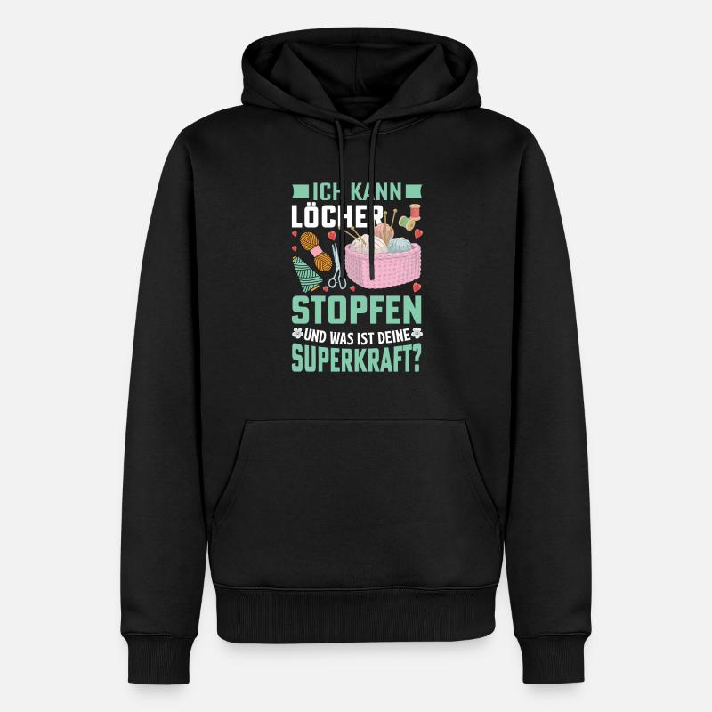 Löcher stopfen Nähen Geschenkidee - Männer Premium Bio Hoodie - Schwarz