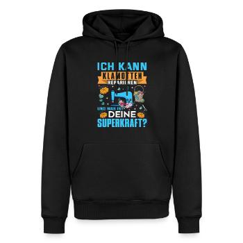 Klamotten reparieren Nähen Geschenkidee - Männer Premium Bio Hoodie - Schwarz - Vorne - Nico (187cm)