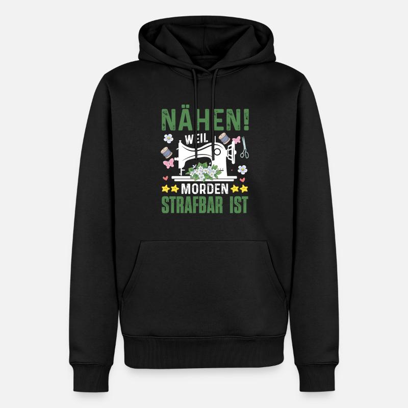 Nähen Strafbar Nähmaschine Geschenkidee - Männer Premium Bio Hoodie - Schwarz