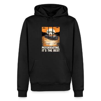 Bateau à moteur. C’est la meilleure vie est meilleure au - Sweat à capuche Premium bio Homme - noir - Devant - Nico (187cm)