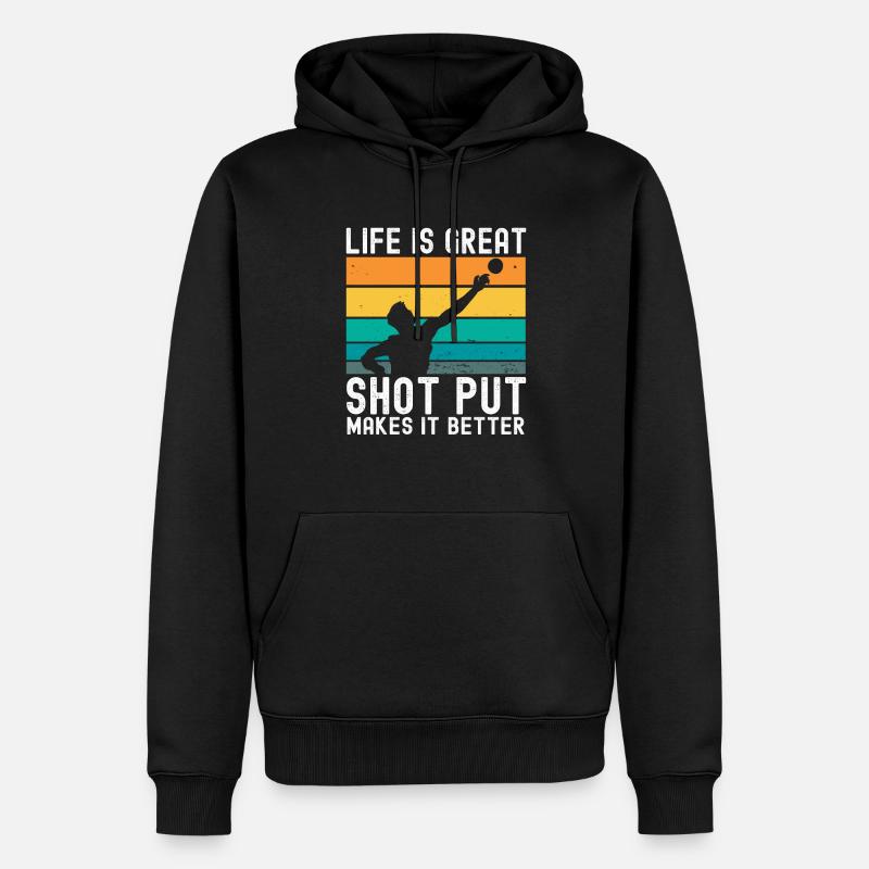 Kugelstoßen Werfen Leichtathletik - Männer Premium Bio Hoodie - Schwarz