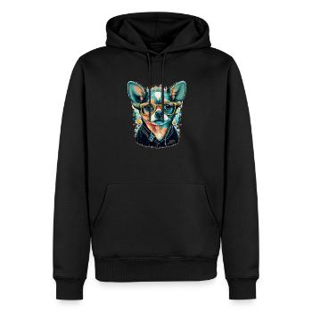 Chihuahua - Hipster Glasses Cool Dog Cute Modern - Men’s Premium Organic Hoodie - black - Front - Nico (187cm)