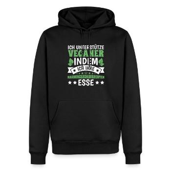 Veganer Anti Veganer lustige Geschenkidee - Männer Premium Bio Hoodie - Schwarz - Vorne - Nico (187cm)