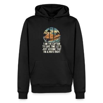 Je suis le capitaine pour gagner du temps, supposons simplement - Sweat à capuche Premium bio Homme - noir - Devant - Nico (187cm)