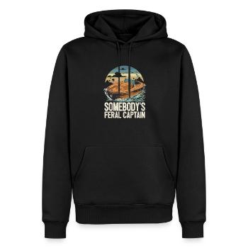 Somebody's Feral Captain Grumpy Pontoon King - Männer Premium Bio Hoodie - Schwarz - Vorne - Nico (187cm)