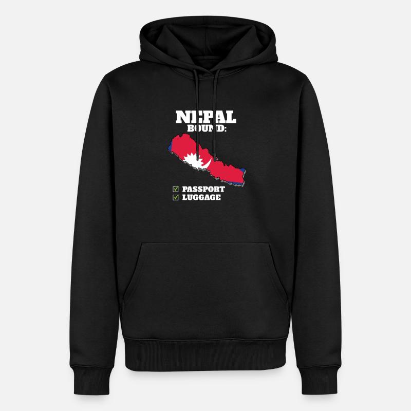 Népal Bound Country Travel Vacances drapeau népalais - Sweat à capuche Premium bio Homme - noir