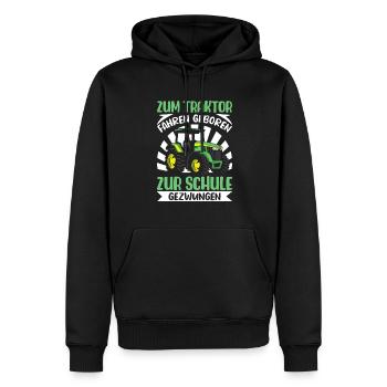 Zum Traktorfahren geboren zur Schule gezwungen - Männer Premium Bio Hoodie - Schwarz - Vorne - Nico (187cm)