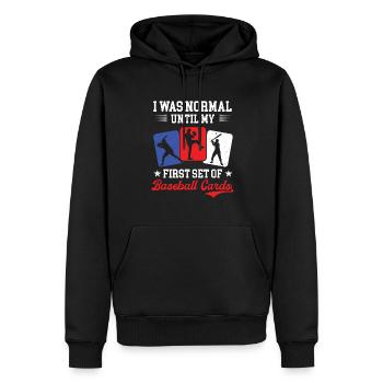 Trader Funny Normal Until My First Set Of Baseball - Männer Premium Bio Hoodie - Schwarz - Vorne - Nico (187cm)