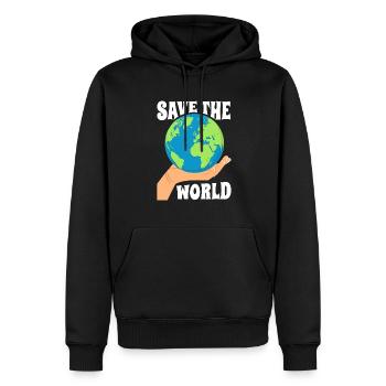 Save the World Umweltschutz - Männer Premium Bio Hoodie - Schwarz - Vorne - Nico (187cm)