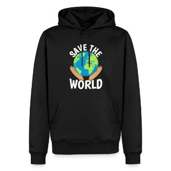 Save the World - Männer Premium Bio Hoodie - Schwarz - Vorne - Nico (187cm)