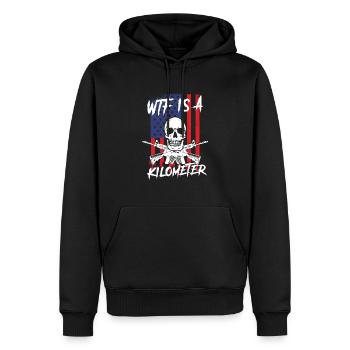WTF est un squelette de mème Internet kilométrique USA - Sweat à capuche Premium bio Homme - noir - Devant - Nico (187cm)