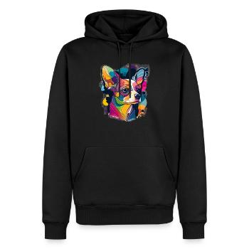 Chihuahua | Bunte Kunst Schöner Hund - Männer Premium Bio Hoodie - Schwarz - Vorne - Nico (187cm)